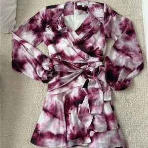 Elliatt Purple and White Draped Dress